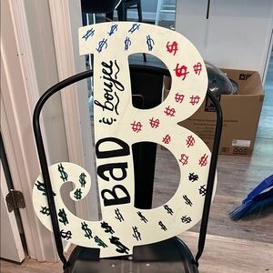 Decorative 'B' Wall Art with Dollar Signs